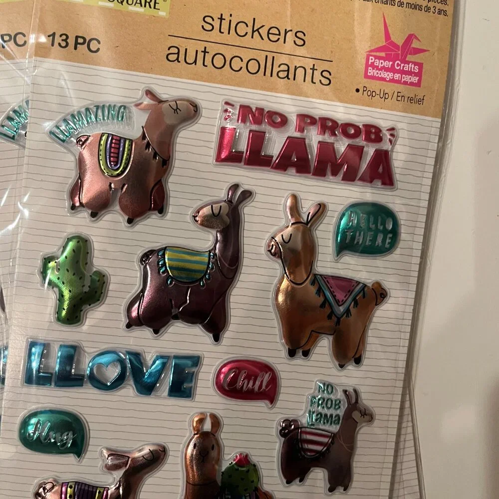 Metallic Puffy Stickers (10 Packs) Llamas,‎ Trave,l 80s, Sports (NEW)